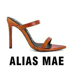 ALIAS MAE “lDuke" Leather Croc Slip-On Heeled Sandal